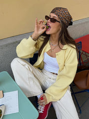 LIZAKOSHT - Fashion Single Breasted Knitted Coats Women Elegant Solid O-neck Lantern Sleeve Cardigan Lady Summer Chic Casual Holiday Tops