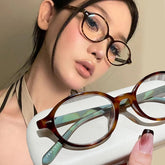 LIZAKOSHT - Vintage Oval Frame Glasses Women Retro Y2K Eyewear Brand Shades Computer Reading Eyeglasses Anti-blue Light Glasses Decoration