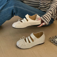 LIZAKOSHT - New Fashion Elastic Band Women Ballet Flats Dance Shoes Female Height Increasing Mary Janes Ladies Round Toe Footwear Flat Shoes
