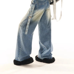 LIZAKOSHT  -  American retro women washed jeans autumn and winter high street casual slim loose trendy brand straight pants