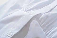 LIZAKOSHT - Women WHITE Corset-like Paneled Construction Short Gathered Sleeves LIANA TOP