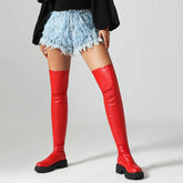 LIZAKOSHT - new spring autumn women over-the-knee boots plus size 22.5-26.5cm microfiber upper Elastic boots platform long boots