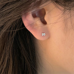 Lizakosht Korean Silver Color Piercing Screw Beads Stars Heart Ear Bone Stud Earrings For Women Girls Simple Personality Body Jewelry Gift