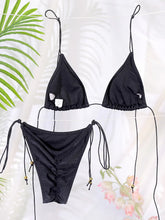 LIZAKOSHT - Triangle Bikinis Sexy Swimsuit Women's Swimwear High Cut Bathing Suit Push Up Two Piece Biquini Solid Tie Bikini Sets