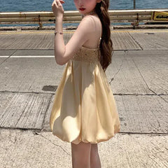 LIZAKOSHT - Spring Summer New Fashion Elegant Sling Women's Clothing Slim Fit Sexy Sweat Korean Style Solid All Match Female Clothes Dresses