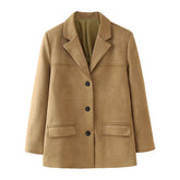 LIZAKOSHT  -  Women Spring Vintage Jacket Coat Fashion Women Turn Down Collar Jacket Femme Streetwear Tops Clothes