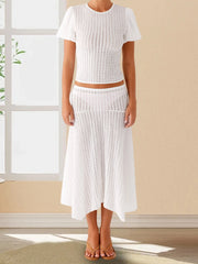 LIZAKOSHT - Casual Summer Ensemble Vibrant Crop Tops and Flowy Skirts for Trendy Street Style Fashionistas