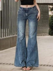 LIZAKOSHT  -  Sweetown Causal Slim Fit All-Match Women’s Flared Jeans Fashion Trendy Simple Retro Pants