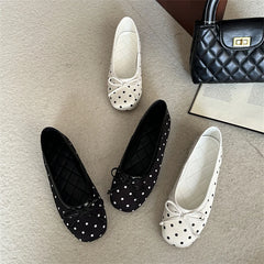 LIZAKOSHT - New Design Polka Dot Butterfly-kont Flats Heels Women Sandals Fashion Round Toe Daily Banquet Party Shoes