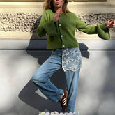 LIZAKOSHT - Women's Chic Solid Color Knitwear Cardigan Fuzzy Long Sleeve Button-down Front Closure Autumn Loose Fit Basic Sweaters 2025