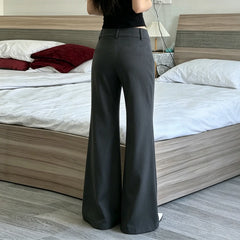 LIZAKOSHT - Y2K American Old Money Three Button Low Waist Slimming Slightly Flared Suit Pants Women Low Waist Loose Floor Hugging Wide Leg