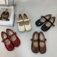 Lizakosht Women Flat Split Toe Shoes Women's Square Toe Retro Single Shoes One Word Buckle Shallow Mouth Mary Jane Shoes Sandals