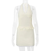 LIZAKOSHT - Spicy Girl Set Women's Summer V-neck Backless Halter Neck Vest Lace Short Skirt Two-piece Set Fashion Female Clothes