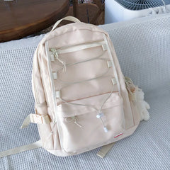 LIZAKOSHT - Korean Ins Preppy Solid Simple Backpack High-capacity Casual Travel Schoolbag Y2k All Match Women Vintage Backpacks for Students