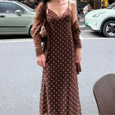 LIZAKOSHT - Women Polka Dot Print Sexy Lace Camisole Backless Long Dress Summer Fashion And Casual Comfortable Suitable For Vacation Dating