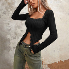 LIZAKOSHT - Design-sensual Niche T-shirt with Navel-exposed Sexy Short Top