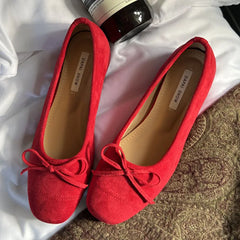 LIZAKOSHT - Fashion Candy Color Flats Ballet Shoes Women Female Ballet Round Toe Shallow Bow Knot Ballerina Casual Loafers Wedges Heel Shoes