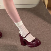 LIZAKOSHT - Designer Platform High Heel Women's Mary Jane Shoes Fashion Butterfly-knot Lace Shoes New Spring Autumn Wedding Party Shoes
