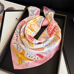 LIZAKOSHT - New Shell Silk Square Scarf Satin Starfish Neck Hair Tie Foulard Bandana Hijab Headband Hair Accessories