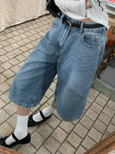 LIZAKOSHT - Couple Streetwear Vintage Wide Leg Shorts Women Retro Oversize Denim Shorts Summer Man High Waist Loose Casual Short Jeans