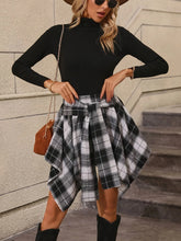 LIZAKOSHT - New Women's Nightclub Fashion Irregular Grid Tied Sleeves Fake Shirt Half Skirt