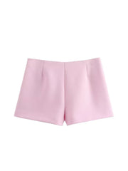 LIZAKOSHT - Women Summer Solid Shorts Skirts 2024 New Casual Side Buttons High Waist Female Elegant Street Shorts Clothing