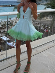 LIZAKOSHT  -  Elegant Fashion Dress for Women Sexy Vintage Sleeveless Deep V Neck Backless Slim Mini Dresses New Spring Summer Dress