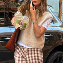 LIZAKOSHT - Y2K Fairy Women Cute Sweater Vest Basic Solid Color Warm Knit Tank Tops Sleeveless Pullover Knitwear for Spring Streetwear