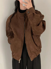 LIZAKOSHT - Autumn Winter Retro Warm Double Zipper Jacket Women Korea Chic Design Streetwear Loose Coat Y2k Oversize Fur Jacket Clothing New