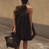LIZAKOSHT - Summer French Elegant Black Loose Sling Women's Dress