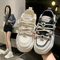 LIZAKOSHT - Autumn New Flat Bottom Women's Sports Shoes Women Tennis Casual Vulcanize Black Fashion Harajuku Female Platform Sneakers