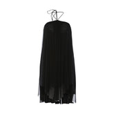 LIZAKOSHT - Vacation Birthday Party Hottie Halter Flowing Dresses For Women Sexy Cute Sleeveless Backless Lacing Pleated Short Vestidos