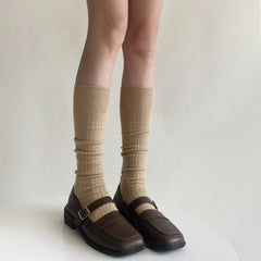 LIZAKOSHT - Solid Color Long Socks Women Stockings Autumn Winter Cotton Knitting Knee Socks Stockings JK Lolita Girls Kawaii Cute Stockings