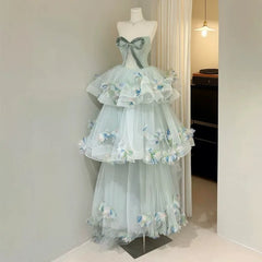 LIZAKOSHT - French Forest Style Strapless Long Evening Gown with High-end Feel, Birthday Coming of Age Gift Princess Dress
