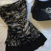 LIZAKOSHT - Hot Girl Tube Dresses Goth Leopard Print Slim Sexy Vintage Punk Y2k 90s Backless Mini Skirt Streetwear Aesthetic Harajuku Grunge