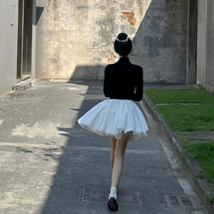 LIZAKOSHT - Ballet Temperament Fluffy Skirt Joker High Waist Gentle Slim Casual A Umbrella Skirt