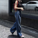 LIZAKOSHT - Women Casual Eclectic Waif 2000s Jeans American Vintage Patchwork Jeans Y2K Harajuku Street Style Washed Pockets Denim Trouser