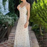 LIZAKOSHT  -  Women's Floral Print Cami Dress Holiday Sleeveless Spaghetti Strap Long Dresses Beach Vacation Ladies Summer Vestidos