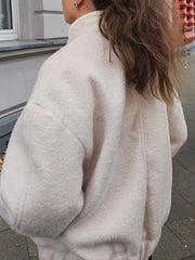 LIZAKOSHT  -  Winter Women Jackets Female Tops Autumn New Fashion Loose Casual Collar Solid Color Bomber Coats Woolen Jacket Women Clothing