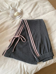 LIZAKOSHT - Women 2000s Aesthetic Cozy Kpop Vintage Elastic Waist Joggers Sweat Pants Long Trousers Grunge Baggy Pantalones Harajuku Fashion
