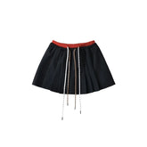 LIZAKOSHT - Women Elasticated Drawstring Waistbandpleated Mini Skirt