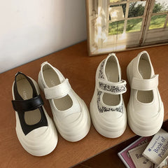 LIZAKOSHT - Small White Shoes Female Footwear All-Match Clogs Platform Summer Dress Creepers New Mary Janes Hook & Loop Women's Shoes Platfo