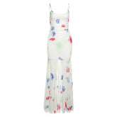 LIZAKOSHT  -  Aesthetic and Elegant Slim Shoulder Strap Sling Dress Women's Spring Summer Gauze Printed Stitching Dress Women's Clothing