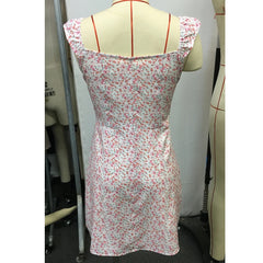 LIZAKOSHT  -  Summer Women Mini Dress Fashion Streetwear Ladies Clothing Sleeveless Suspender Skirt Sweet Flower Prints Female Dress XS-2XL