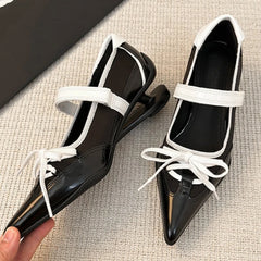 LIZAKOSHT - Fashion Pointed Toe Butterfly Knot Strange Style Mary Jane Shoes Women Designer Sports Ballet Shoes Elegant Party Dress Pumps