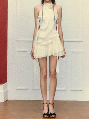 LIZAKOSHT - Women's Summer Solid Strapless Mini Dresses Halter Elegant Hot Girls Female Sexy Dress Nightclub Streetwear Vestidos