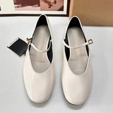 LIZAKOSHT - Patent Leather Women Mary Janes Shoes Buckle Strap Luxury Designer Autumn Lolita Footwear Soft Shallow Lady Ballet Flats