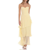 LIZAKOSHT - Women's Elegant Solid Long Party Dress Casual Mesh Pleated Banquet Dresses Summer Sexy Sleeveless Backless Low Cut Halter Dress