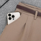 LIZAKOSHT  -  Korean Fashion Straight High Waist Solid Color Belt Summer Short Pants with Belt Office Lady Solid Color Shorts for Women