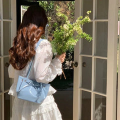 LIZAKOSHT - Korean Bow Drawstring Pu Leather Women Shoulder Bag Fashion All Match Bucket Bag Y2k Shopper Handbag Bolsos Para Mujer